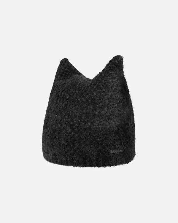 KANGOL FAUX FUR POINTED BEANIE BLACK
