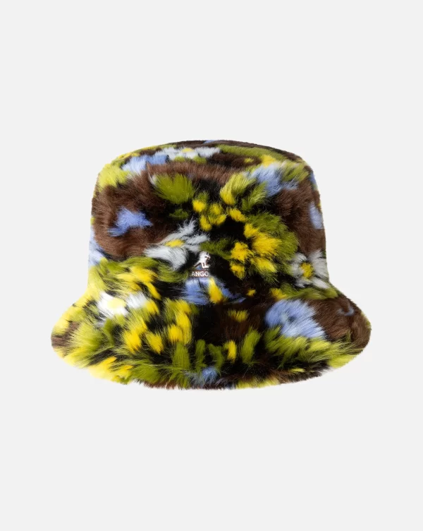 KANGOL FAUX FUR BUCKET CAMO FLOWER
