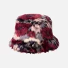 K4370_PURPLEMULTI2 KANGOL FAUX FUR BUCKET PURPLE MULTI CAMO FLOWER