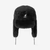 KANGOL FAUX SHEARLING UTILITY FLAP CAP BLACK