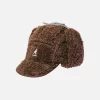 KANGOL FAUX SHEARLING UTILITY FLAP CAP BROWN