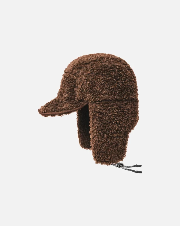 KANGOL FAUX SHEARLING UTILITY FLAP CAP BROWN