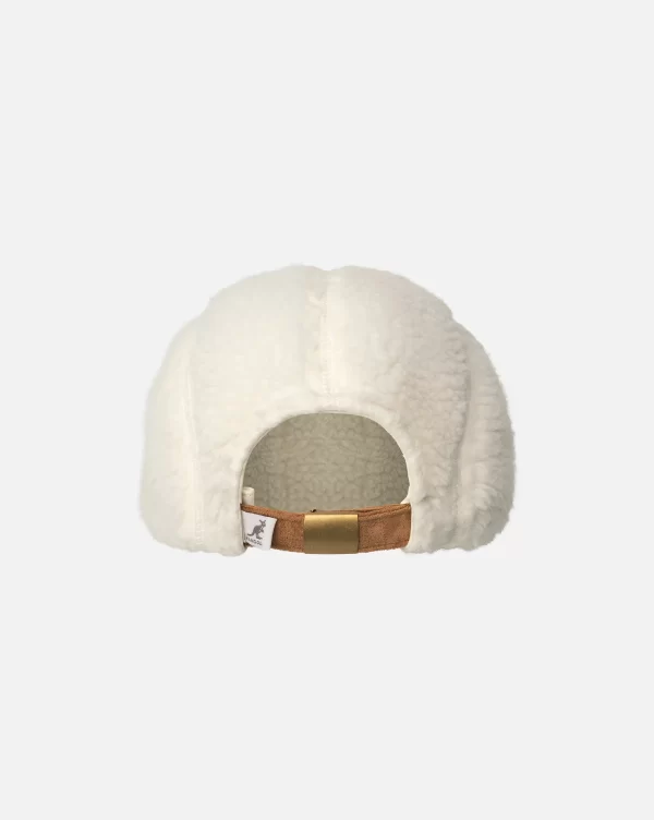 K5466_NATURAL2 KANGOL SCRIPT FAUX SHEPRA 5-PANEL WHITE